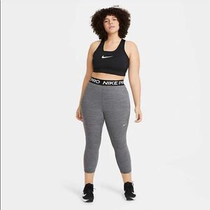 Nike Pro dri-fit heathered grey high rise crop length leggings sz 1X